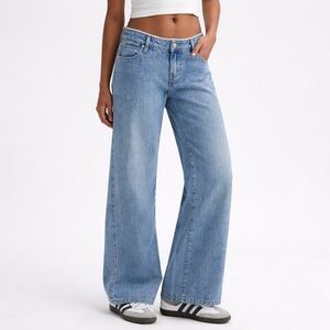 PTCL Low Rise Wide Leg Jeans Pearl Trim Sustainable Denim Cotton 26